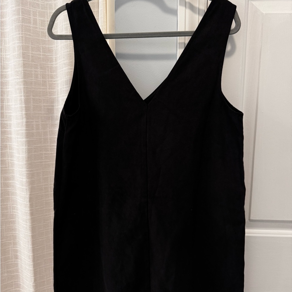 Black Suede V-Neck Dress